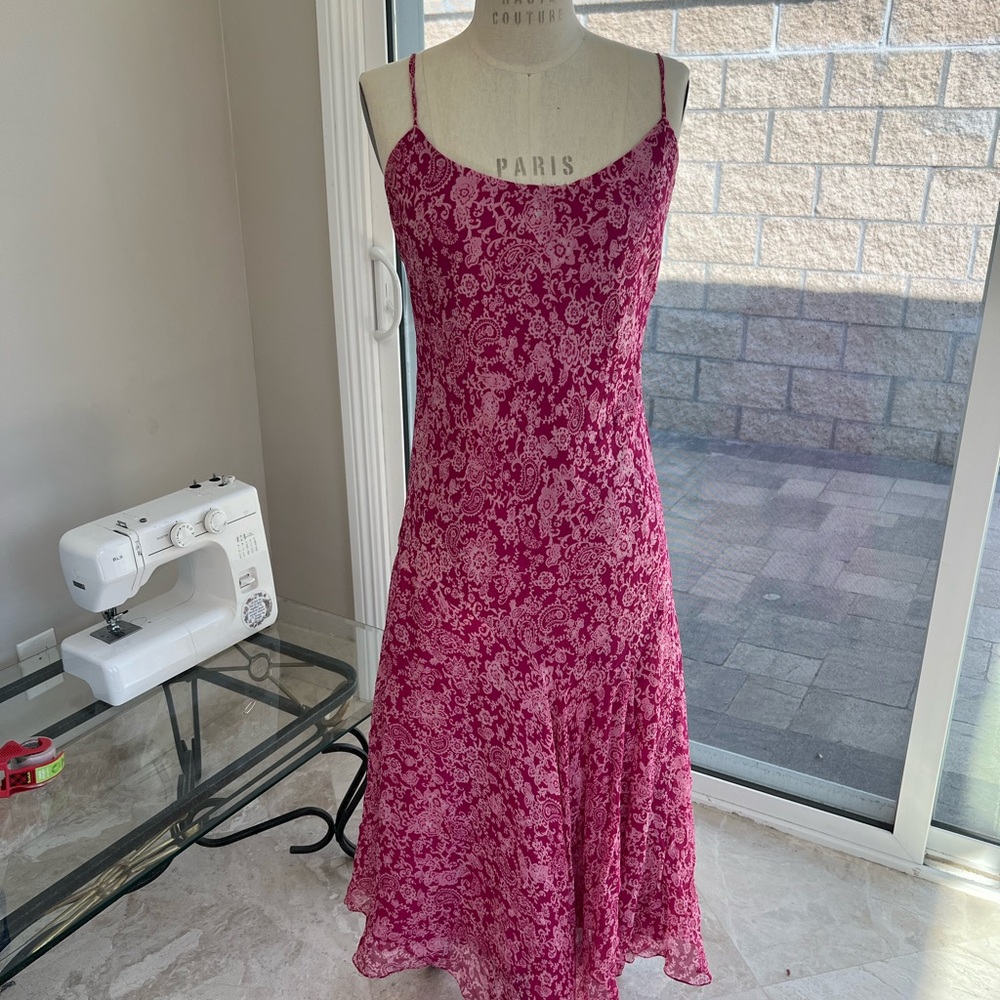 VINTAGE NINE WEST Y2K floral paisley bias cut asymmetrical dress
